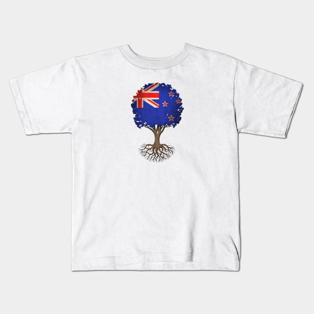 Tree of Life with New Zealand Flag Kids T-Shirt by jeffbartels